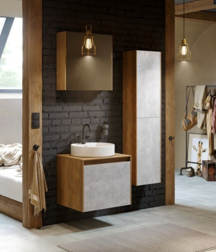 Пенал AQWELLA Mobi  36,5 Дуб балтийский MOB0535DB+MOB0735W